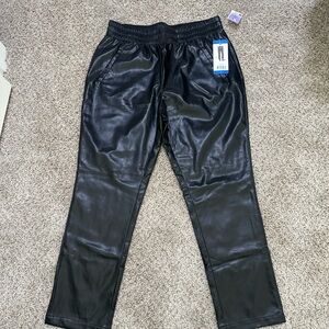 Black Leather Joggers